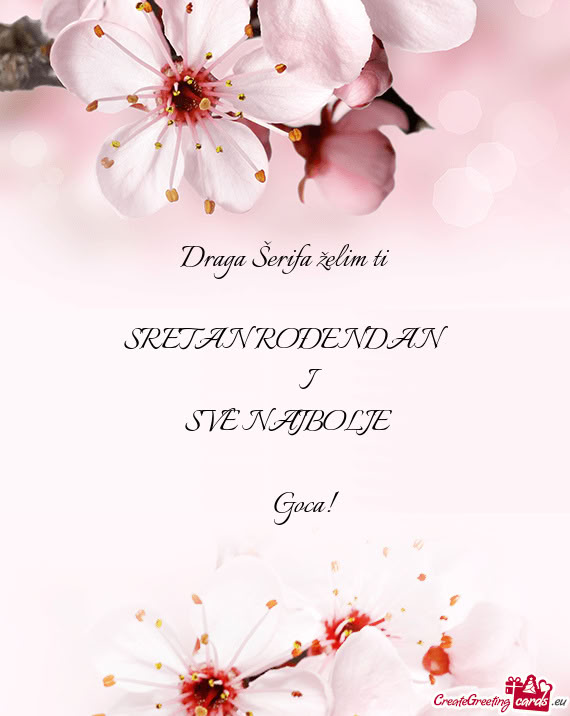 Draga Šerifa želim ti