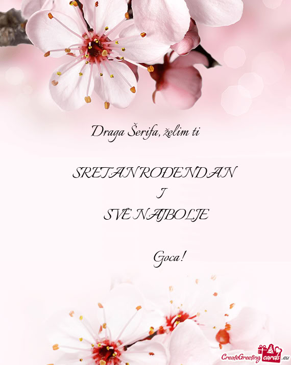 Draga Šerifa, želim ti