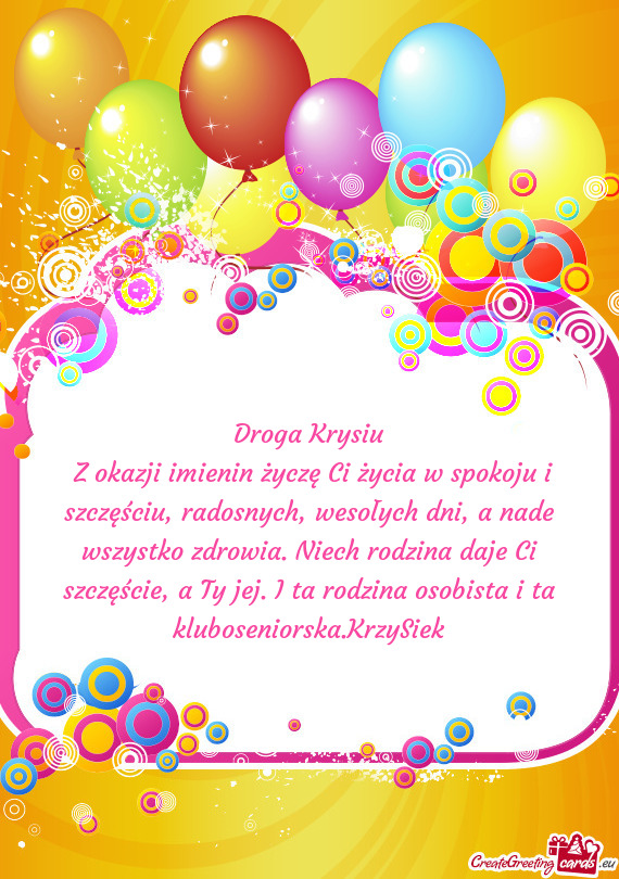 Droga Krysiu