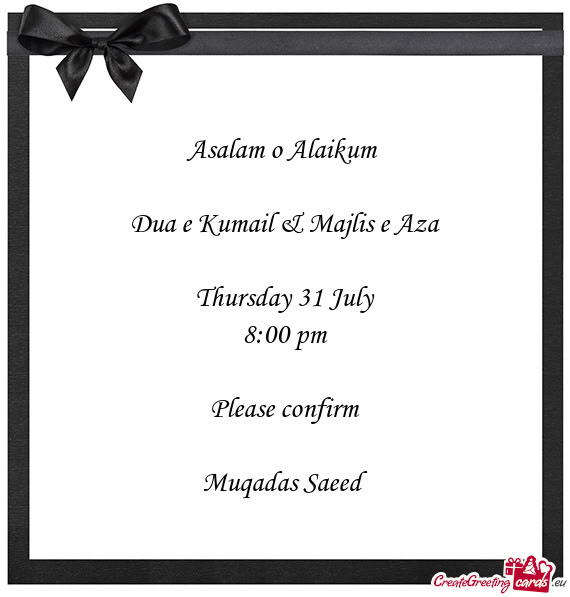 Dua e Kumail & Majlis e Aza