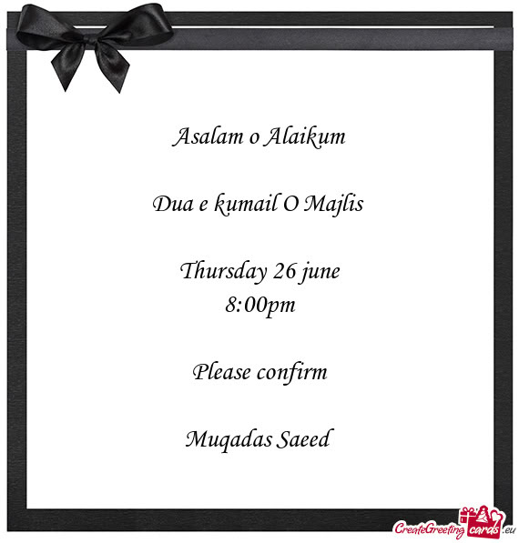 Dua e kumail O Majlis