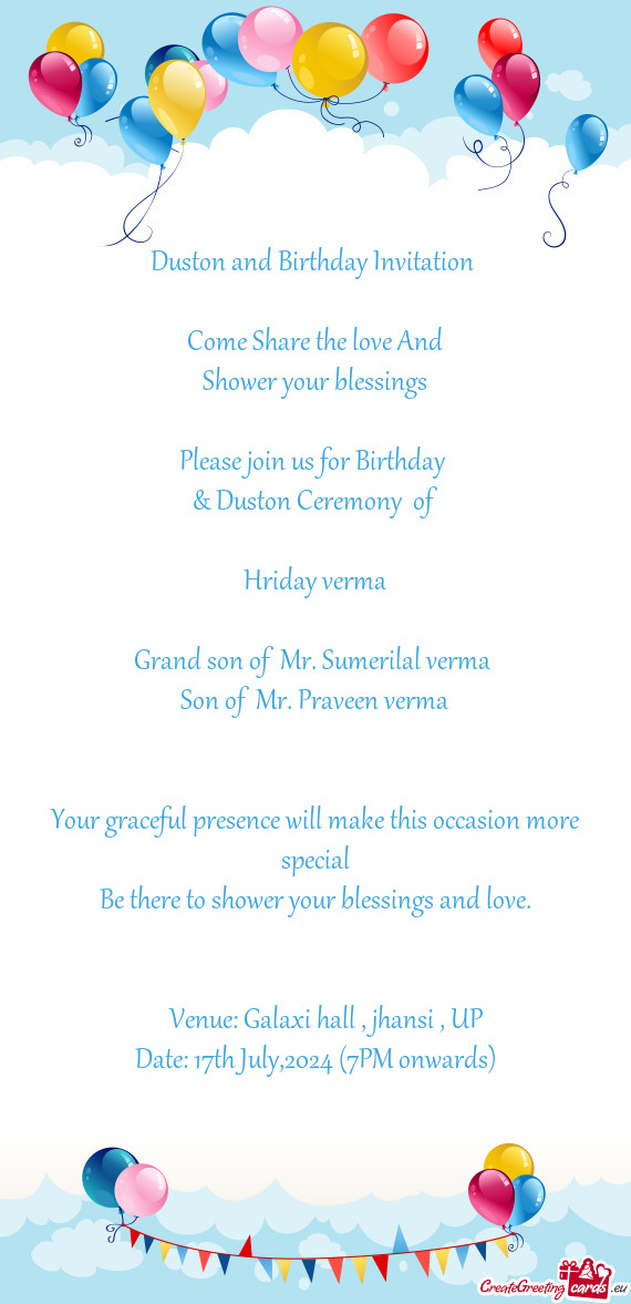 Duston and Birthday Invitation