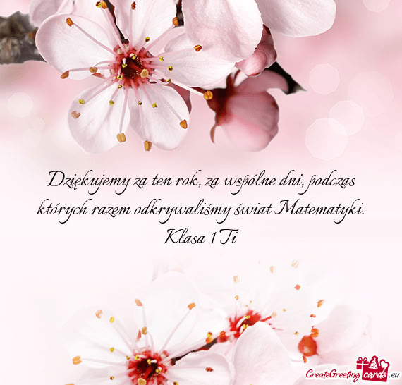 Dziękujemy za ten rok, za wspólne dni, podczas których razem odkrywaliśmy świat Matematyki