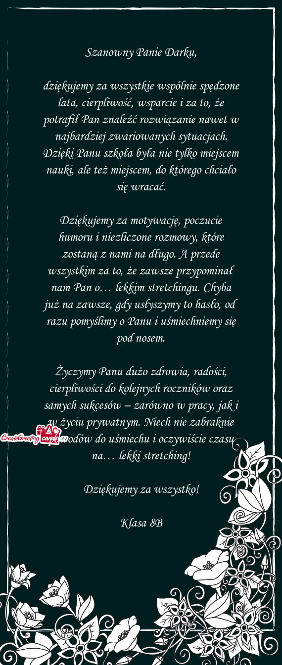 Dziękujemy za wszystkie wspólnie spędzone lata, cierpliwość, wsparcie i za to, że potrafił Pa