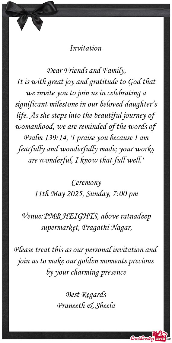 E are reminded of the words of Psalm 139:14, "I praise you because I am fearfully and wonderfully ma