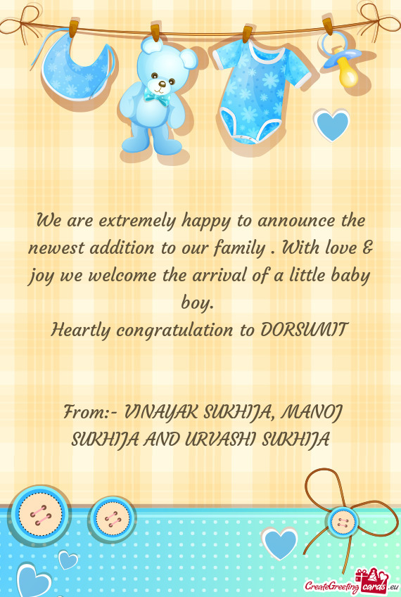 E arrival of a little baby boy