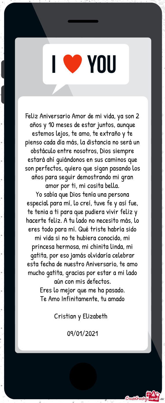 É triste habría sido mi vida si no te hubiera conocido, mi princesa hermosa, mi chinita linda, mi