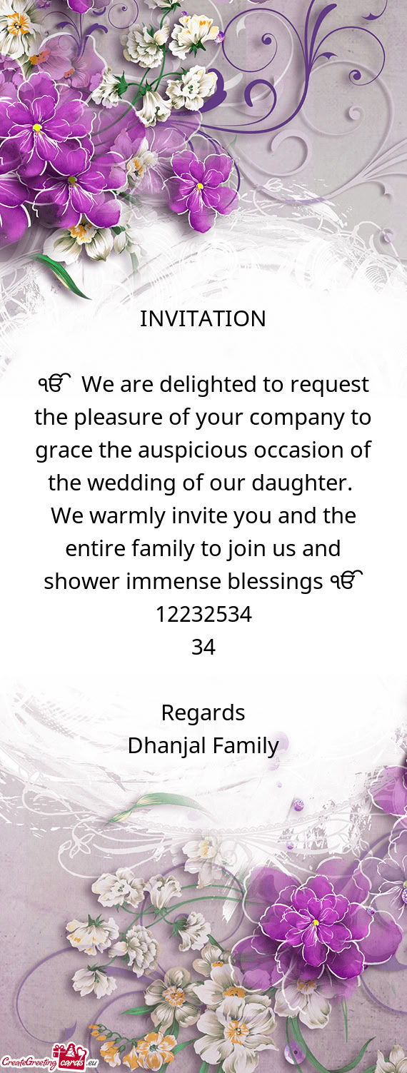 E wedding of our daughter