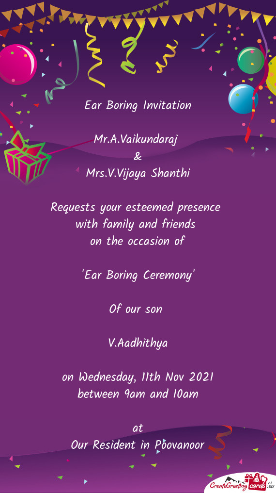 Ear Boring Invitation