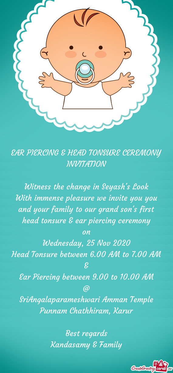 EAR PIERCING & HEAD TONSURE CEREMONY INVITATION