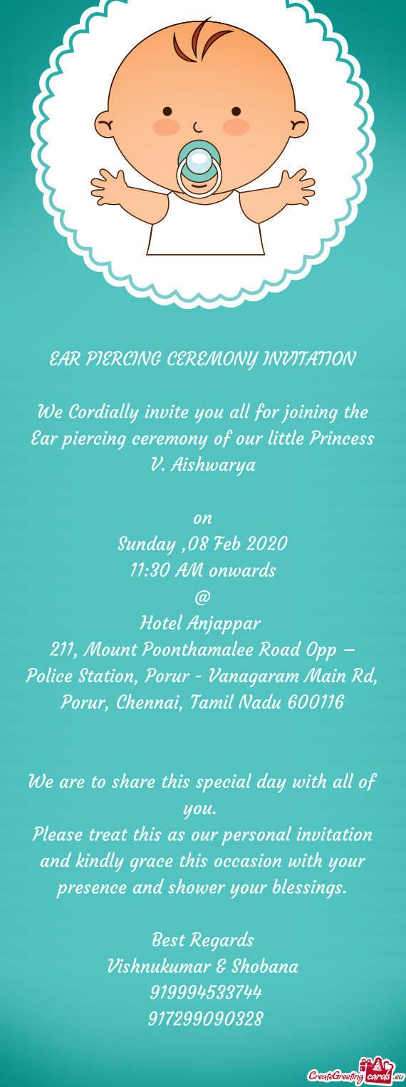 EAR PIERCING CEREMONY INVITATION