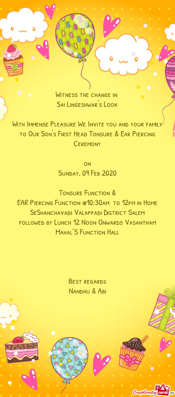 EAR Piercing Function @10:30am to 12pm in Home SeShanchavadi Valappadi District Salem