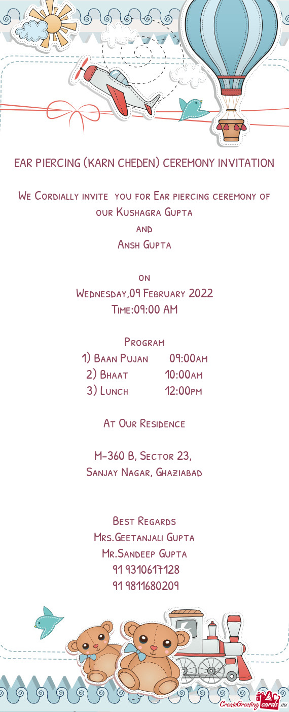 EAR PIERCING (KARN CHEDEN) CEREMONY INVITATION