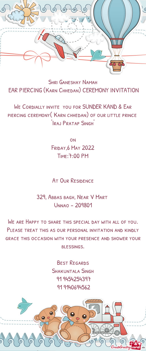 EAR PIERCING (Karn Chhedan) CEREMONY INVITATION