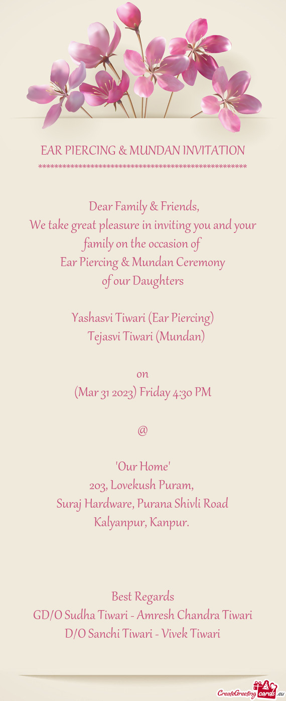 EAR PIERCING & MUNDAN INVITATION