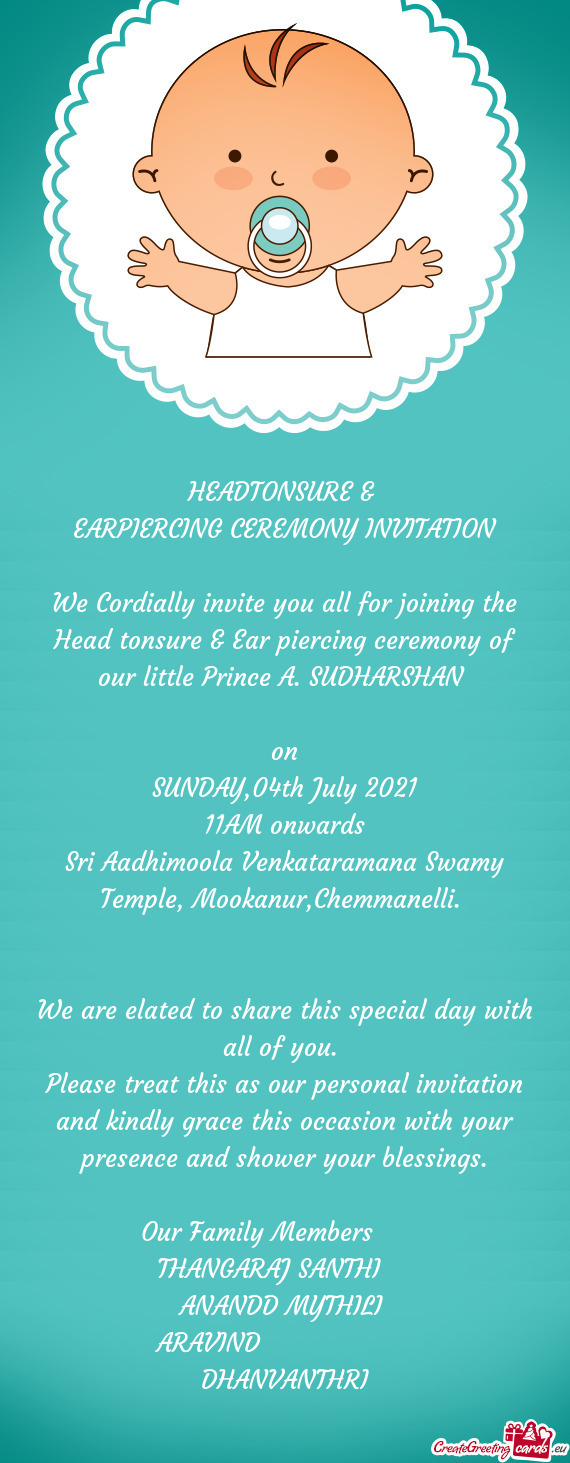 EARPIERCING CEREMONY INVITATION