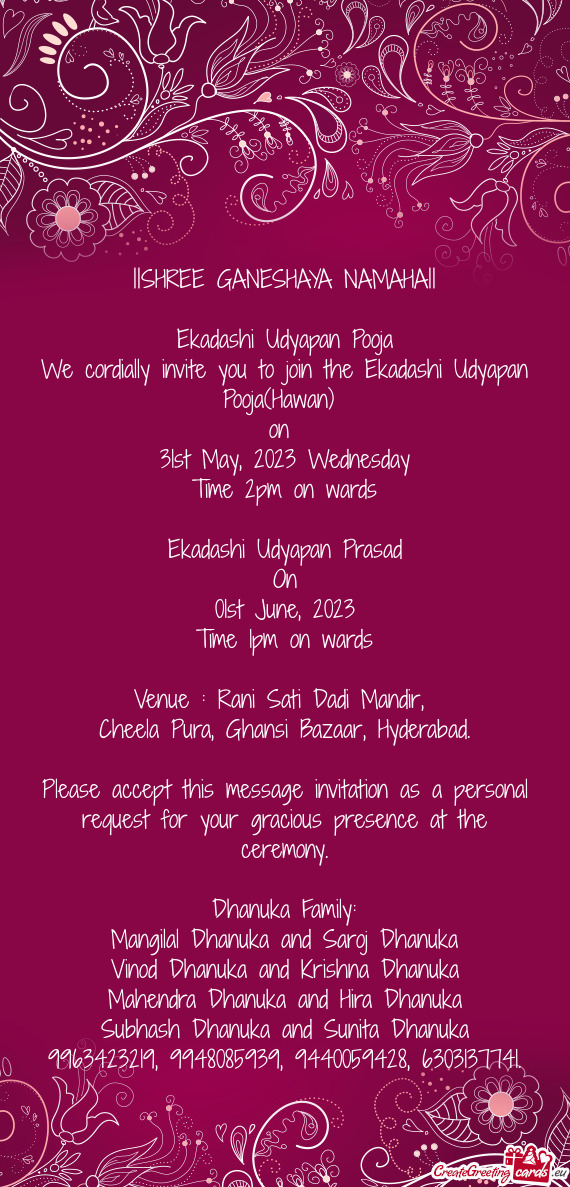 Ekadashi Udyapan Pooja