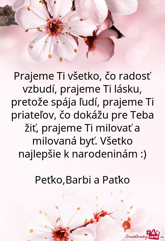 Eľov, čo dokážu pre Teba žiť, prajeme Ti milovať a milovaná byť. Všetko najlepšie k narod