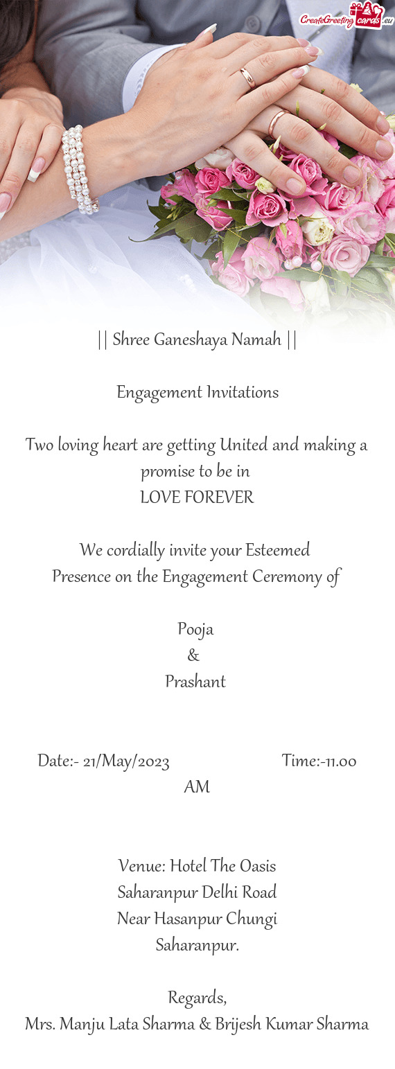 Ement Ceremony of Pooja & Prashant  Date