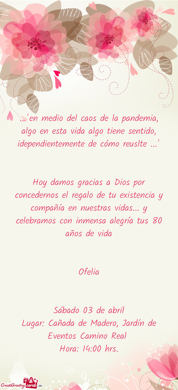 "en medio del caos de la pandemia, algo en esta vida algo tiene sentido, idependientemente de có