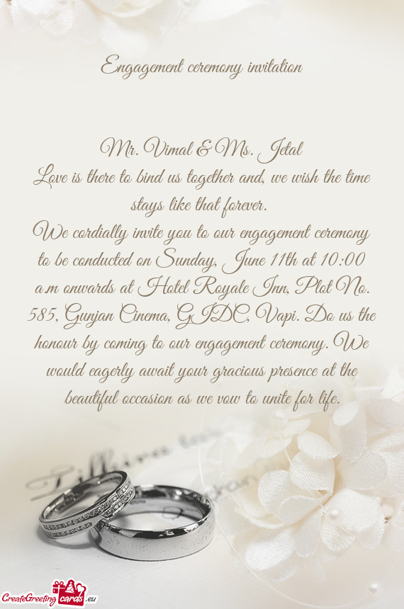 Engagement ceremony invitation