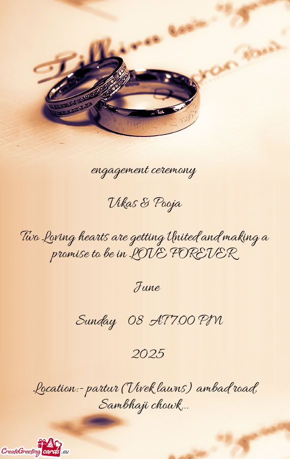Engagement ceremony  Vikas & Pooja Two Loving hearts are getting United and making a promise t