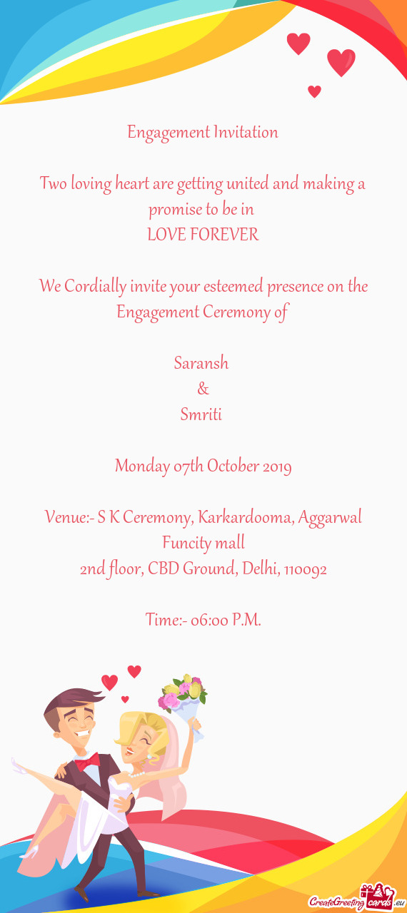 Engagement Invitation    Two loving heart are getting