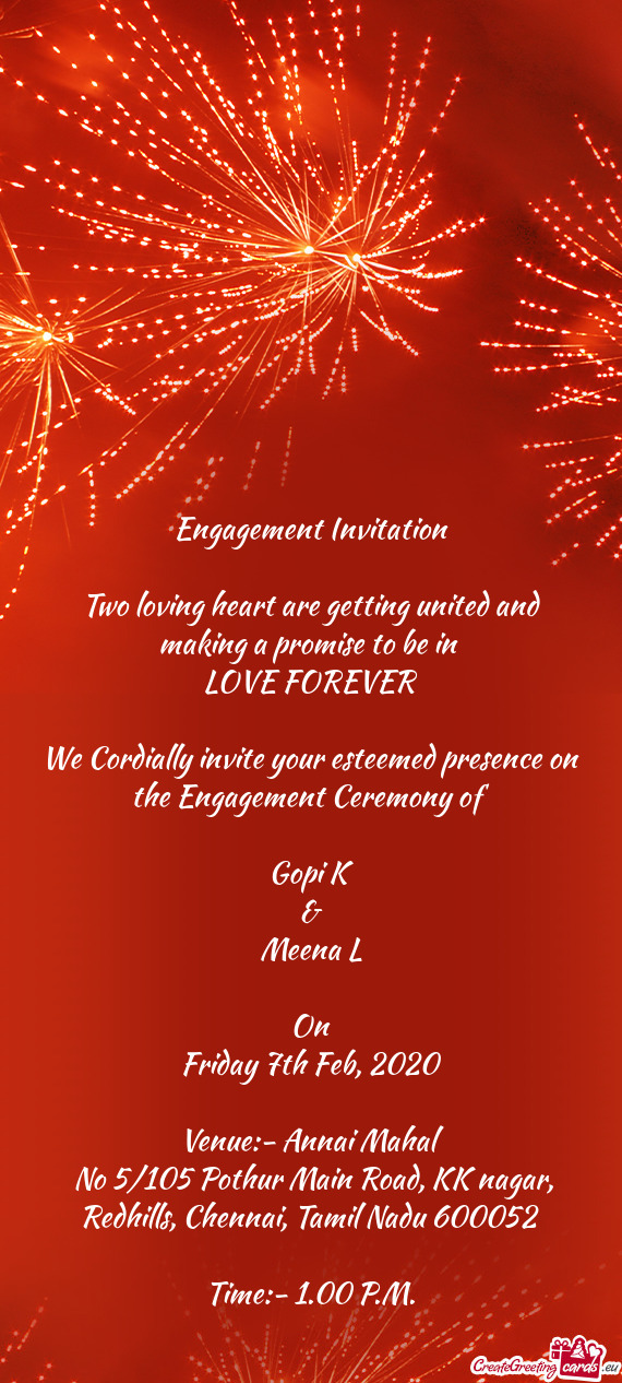 Engagement Invitation    Two loving heart are getting