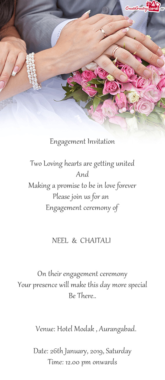 Engagement Invitation    Two Loving hearts are getting