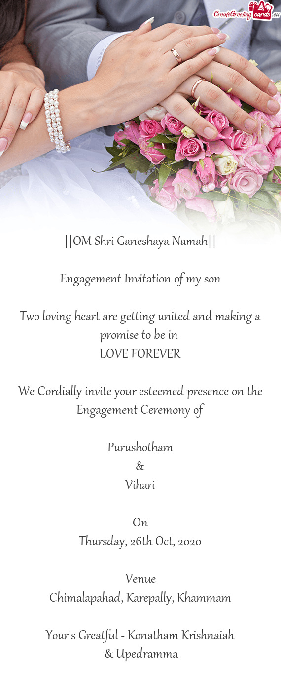 Engagement Invitation of my son