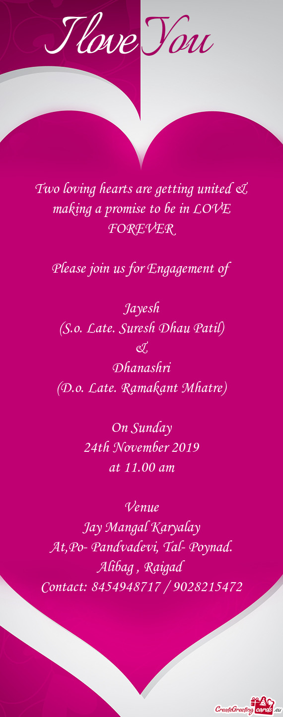 Engagement of
 
 Jayesh
 (S