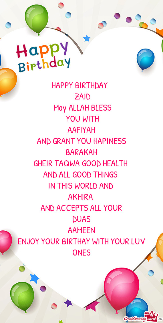 ENJOY YOUR BIRTHAY WITH YOUR LUV ONES