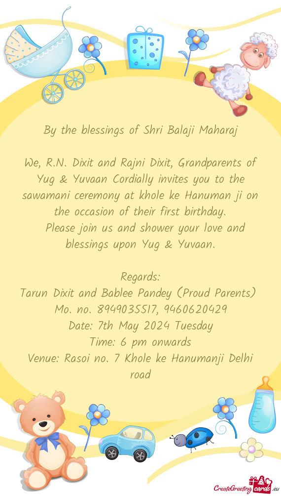 Eremony at khole ke Hanuman ji on the occasion of their first birthday