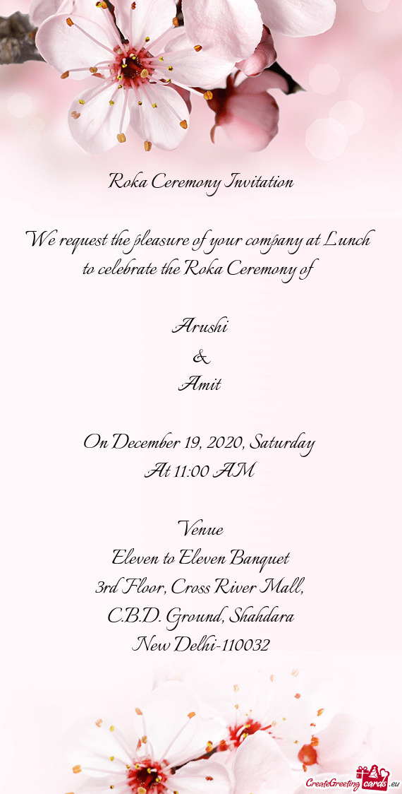 Eremony of
 
 Arushi 
 &
 Amit 
 
 On December 19