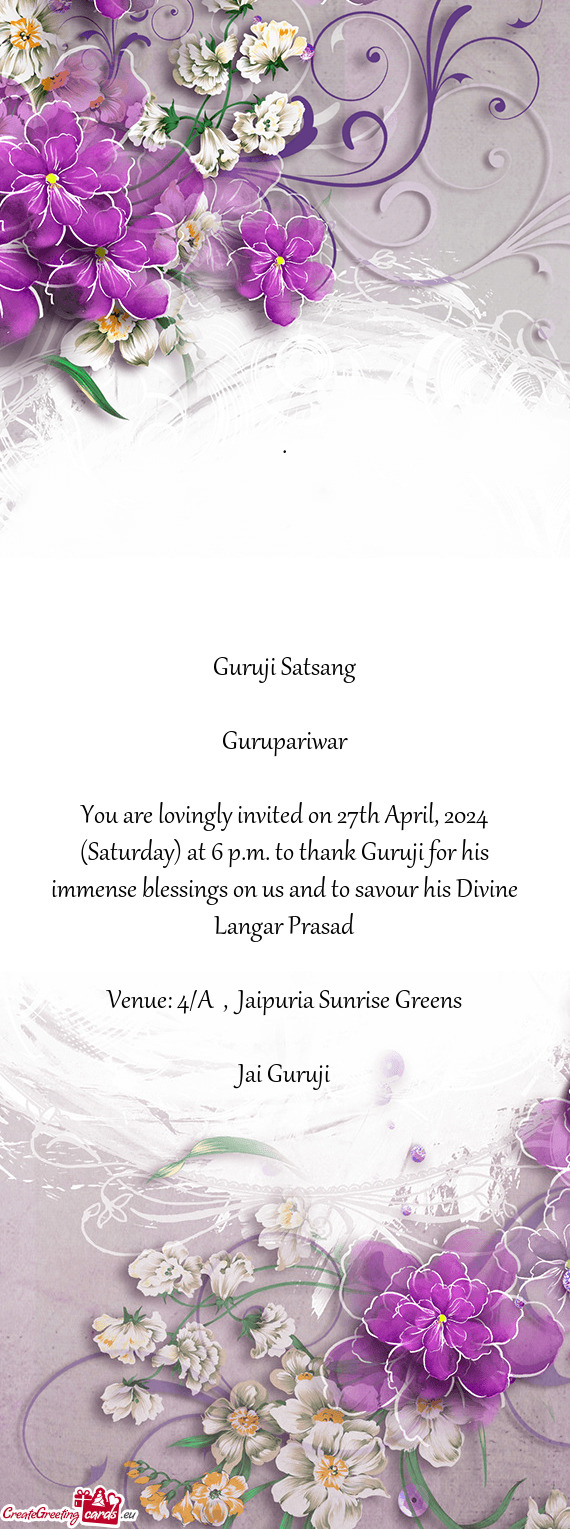 Essings on us and to savour his Divine Langar Prasad