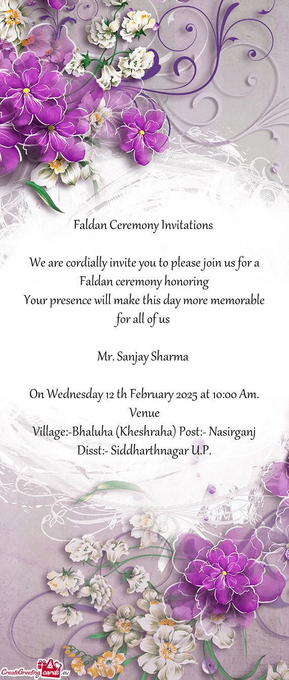 Faldan Ceremony Invitations