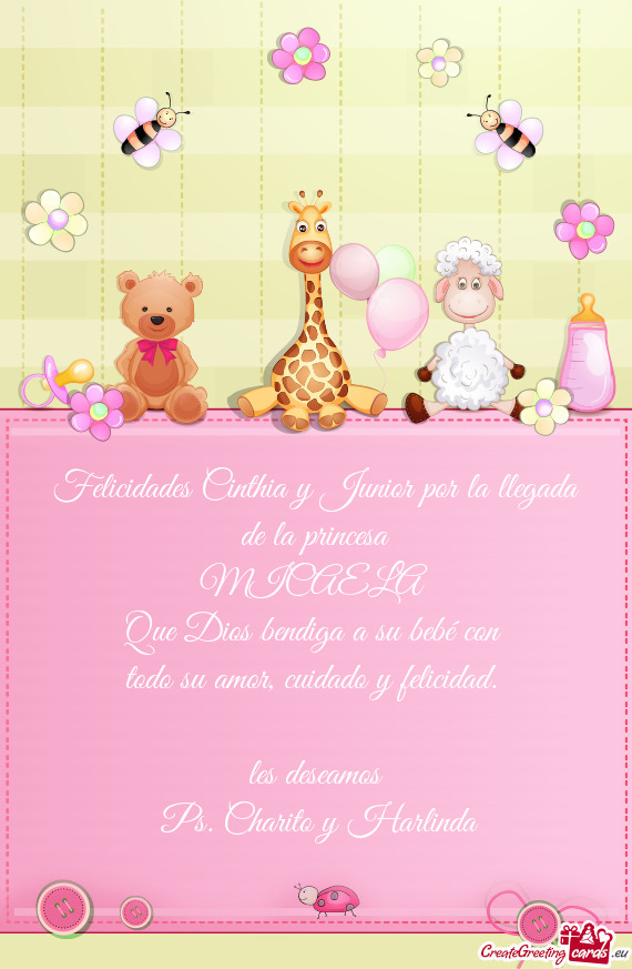 Felicidades Cinthia y Junior por la llegada de la princesa