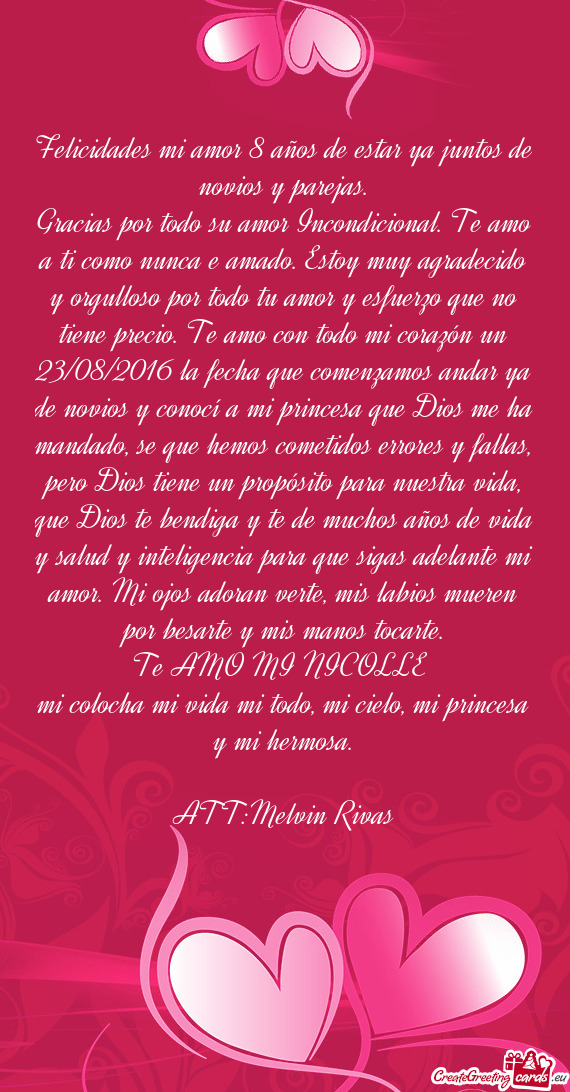 Felicidades mi amor 8 años de estar ya juntos de novios y parejas