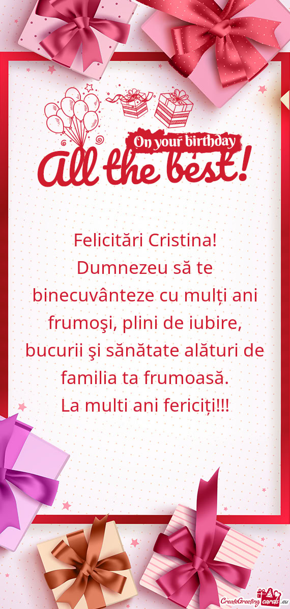 Felicitări Cristina