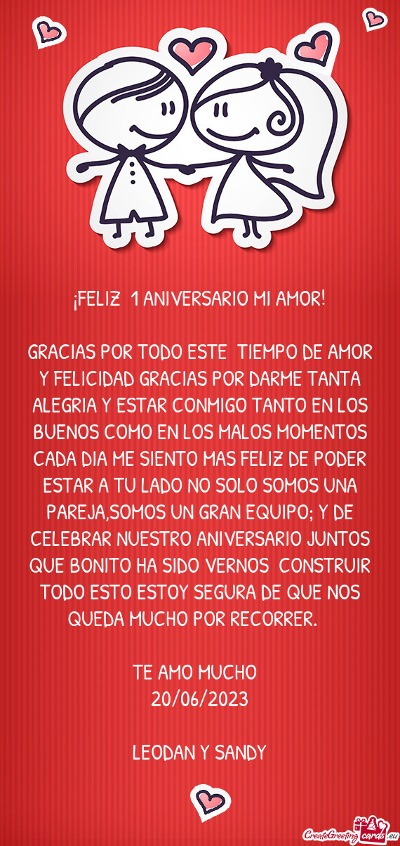 ¡FELIZ 1 ANIVERSARIO MI AMOR