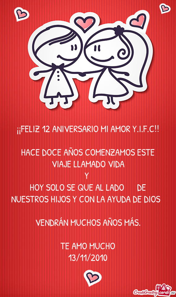 ¡¡FELIZ 12 ANIVERSARIO MI AMOR Y.I.F.C