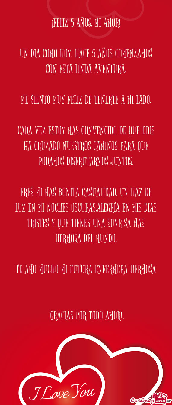 ¡FELIZ 5 AÑOS, MI AMOR
