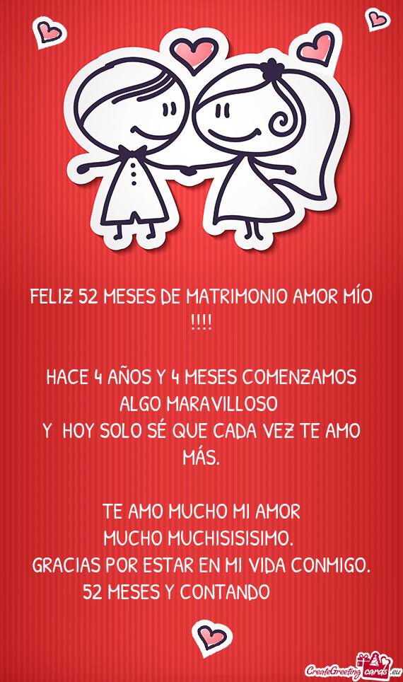 FELIZ 52 MESES DE MATRIMONIO AMOR MÍO