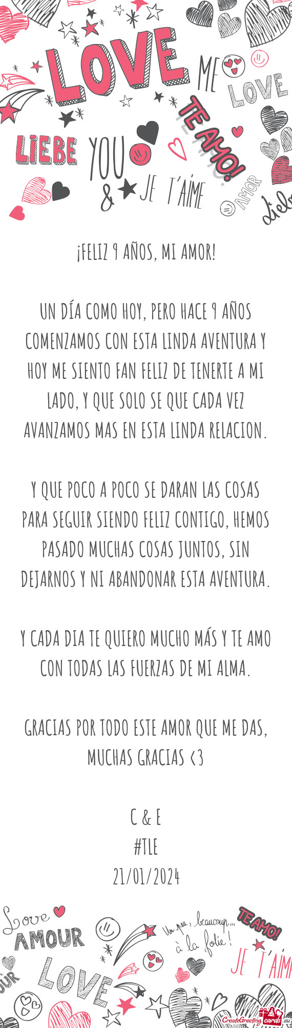 ¡FELIZ 9 AÑOS, MI AMOR