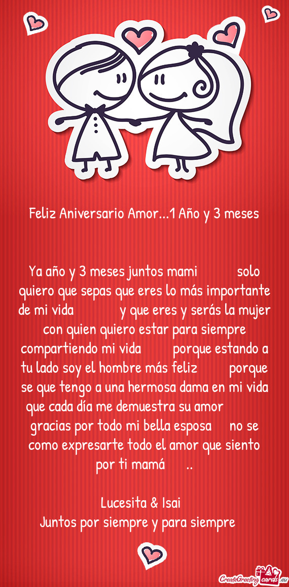 Feliz Aniversario Amor...1 Año y 3 meses