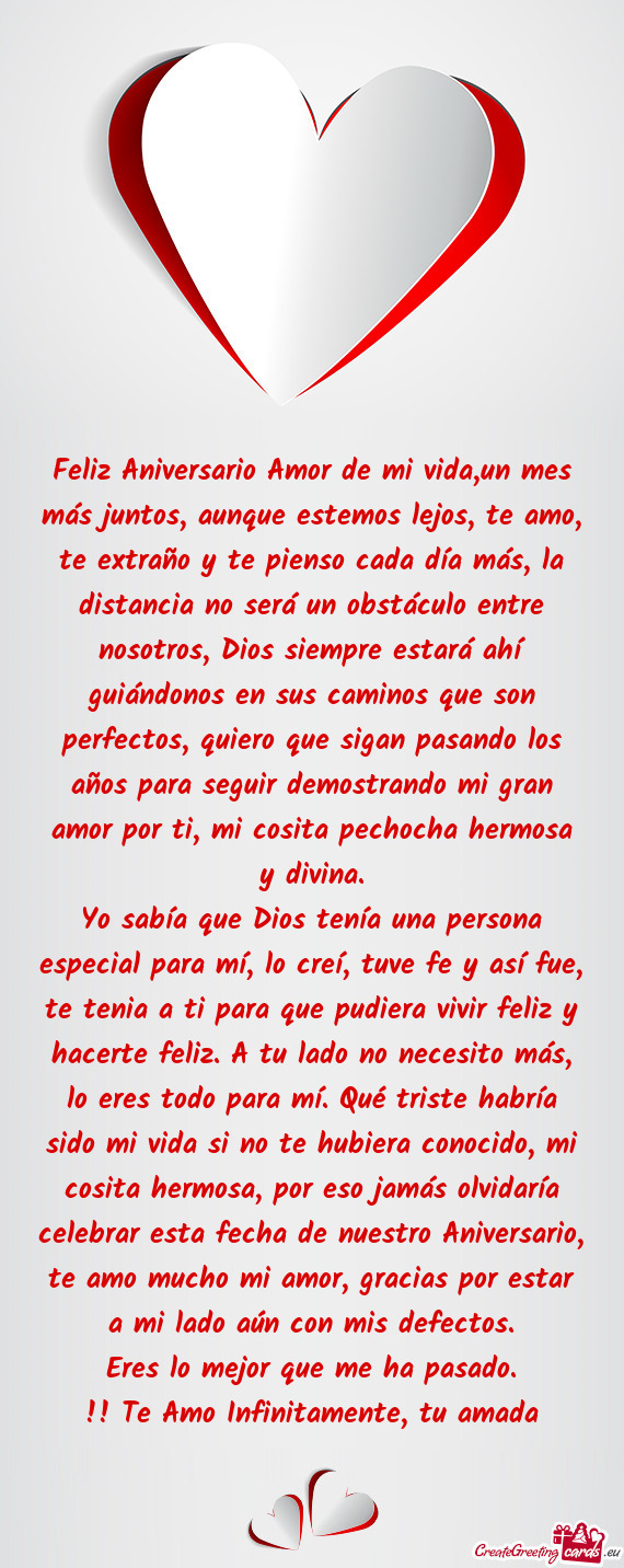 Feliz Aniversario Amor de mi vida,un mes más juntos, aunque estemos lejos, te amo, te extraño y te