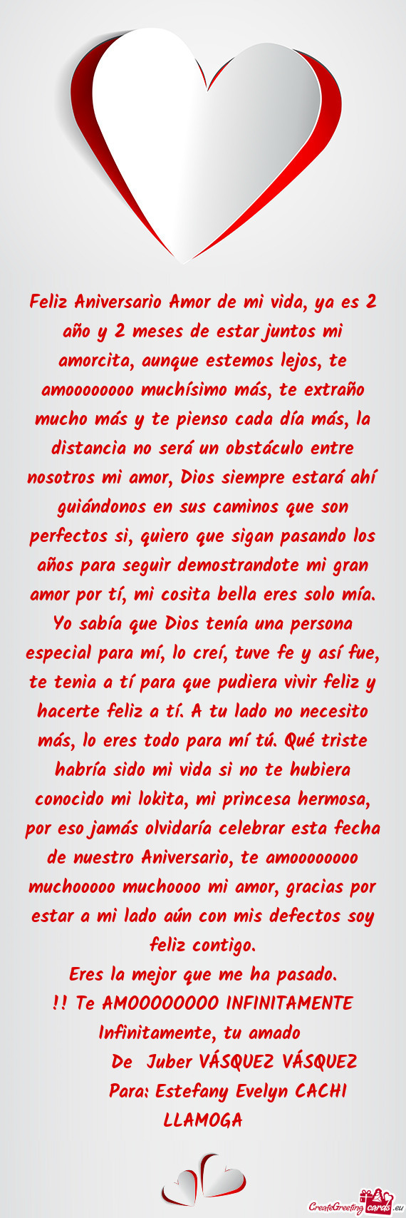 Feliz Aniversario Amor de mi vida, ya es 2 año y 2 meses de estar juntos mi amorcita, aunque estemo