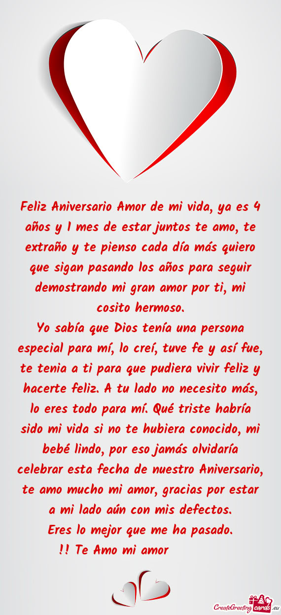Feliz Aniversario Amor de mi vida, ya es 4 años y 1 mes de estar juntos te amo, te extraño y te pi