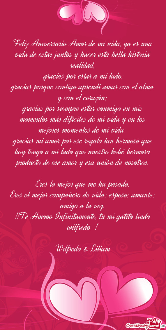 Feliz Aniversario Amor de mi vida, ya es una vida de estar juntos y hacer esta bella historia realid