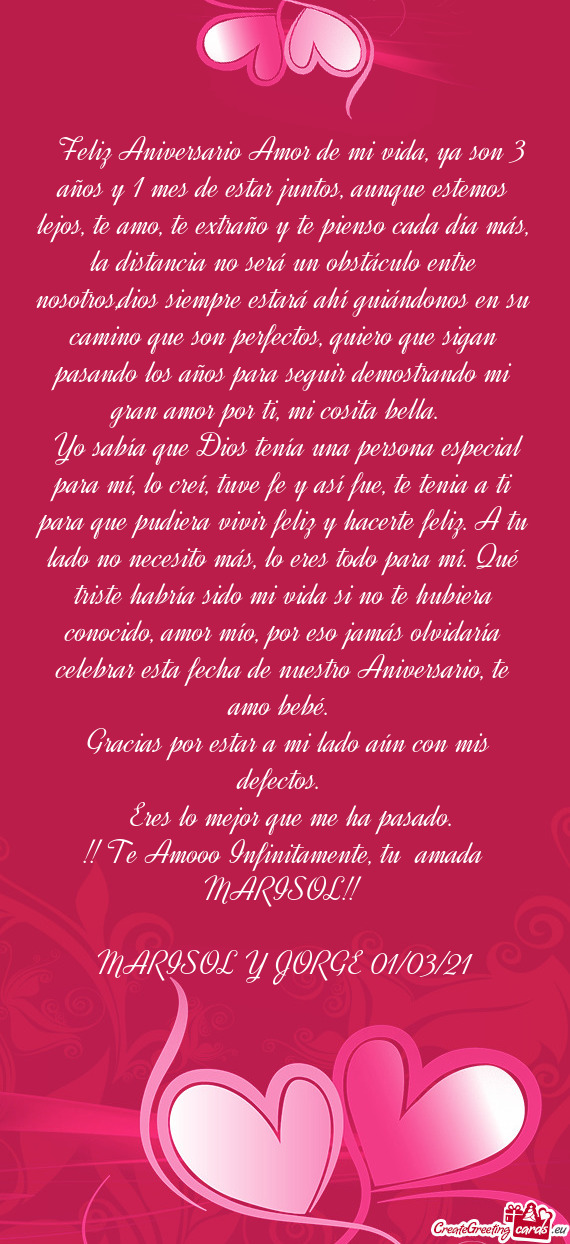 ♥️Feliz Aniversario Amor de mi vida, ya son 3 años y 1 mes de estar juntos, aunque estemos lejo